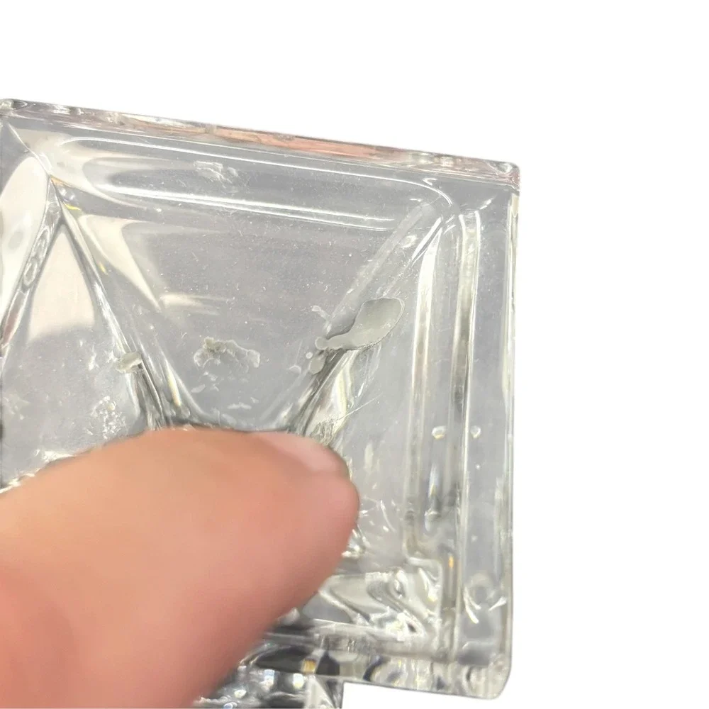Bohemia VTG Style Clear Glass Square Base Taper Candlestick Holders Set of 2